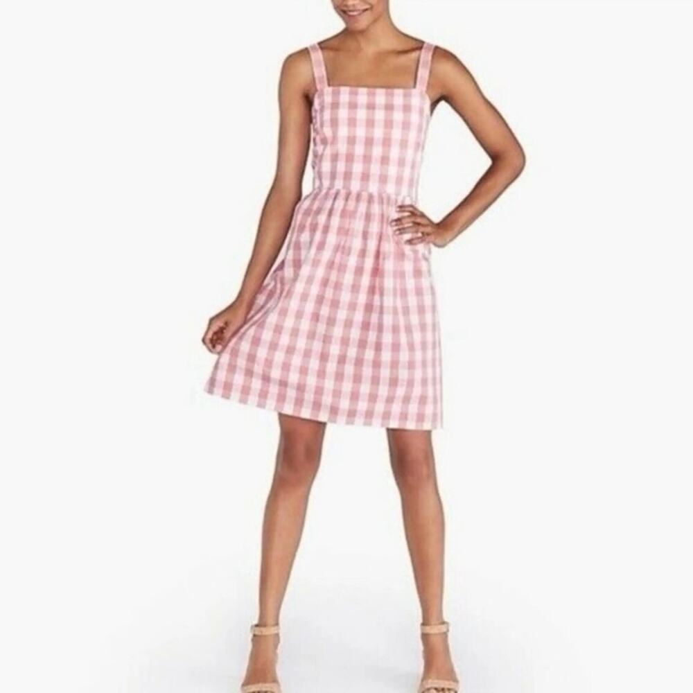 NWT J.Crew Factory Gingham Apron Dress Pink Smocked Back Cotton XL L2396